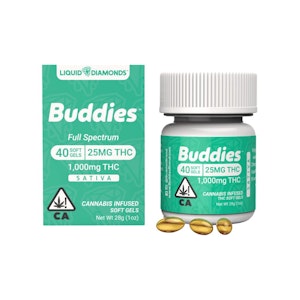 BUDDIES - LIQUID LIVE RESIN - 25MG SATIVA CAPS (40CT) - BUDDIES