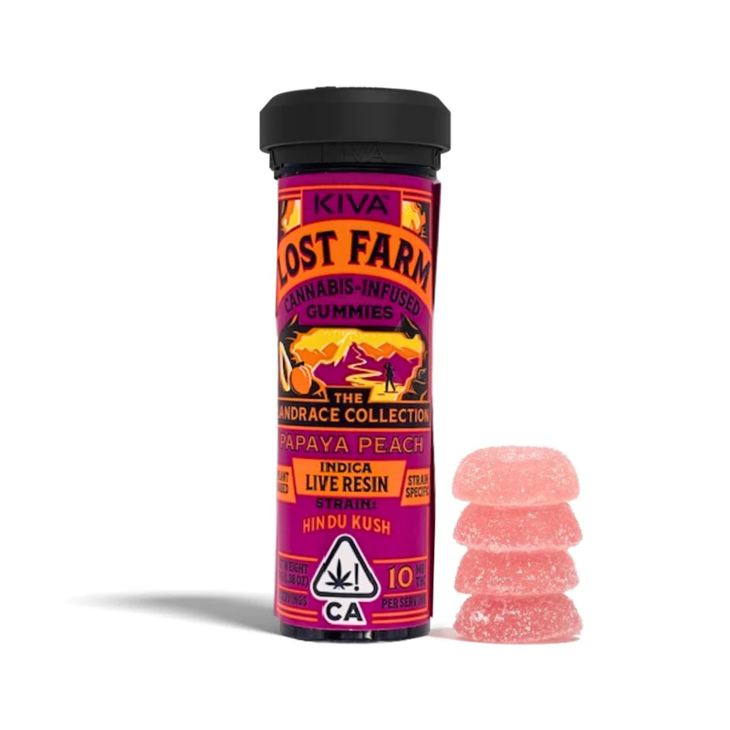 LOST FARM - Lost Farm - Papaya Peach (Hindu Kush) Live Resin Gummies 100mg Main Image