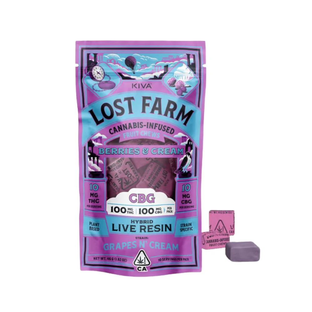 Kiva Confections - LOST FARM - BERRIES N CREAM CBG CHEWS 100MG - KIVA CONFECTIONS Main Image