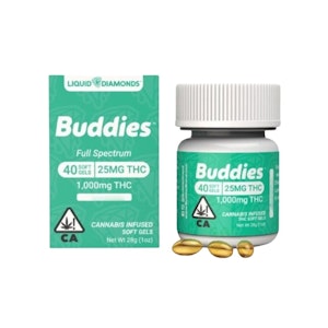 BUDDIES - LIQUID LIVE RESIN - 25MG INDICA CAPS (40CT) - BUDDIES