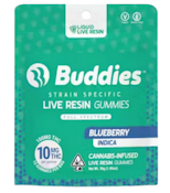 BUDDIES - BLUEBERRY LIQUID Live Resin 10PK Gummies-INDICA-100MG THC-VEGAN AND GLUTEN FREE (2 FOR $20-PRE-ORDER)