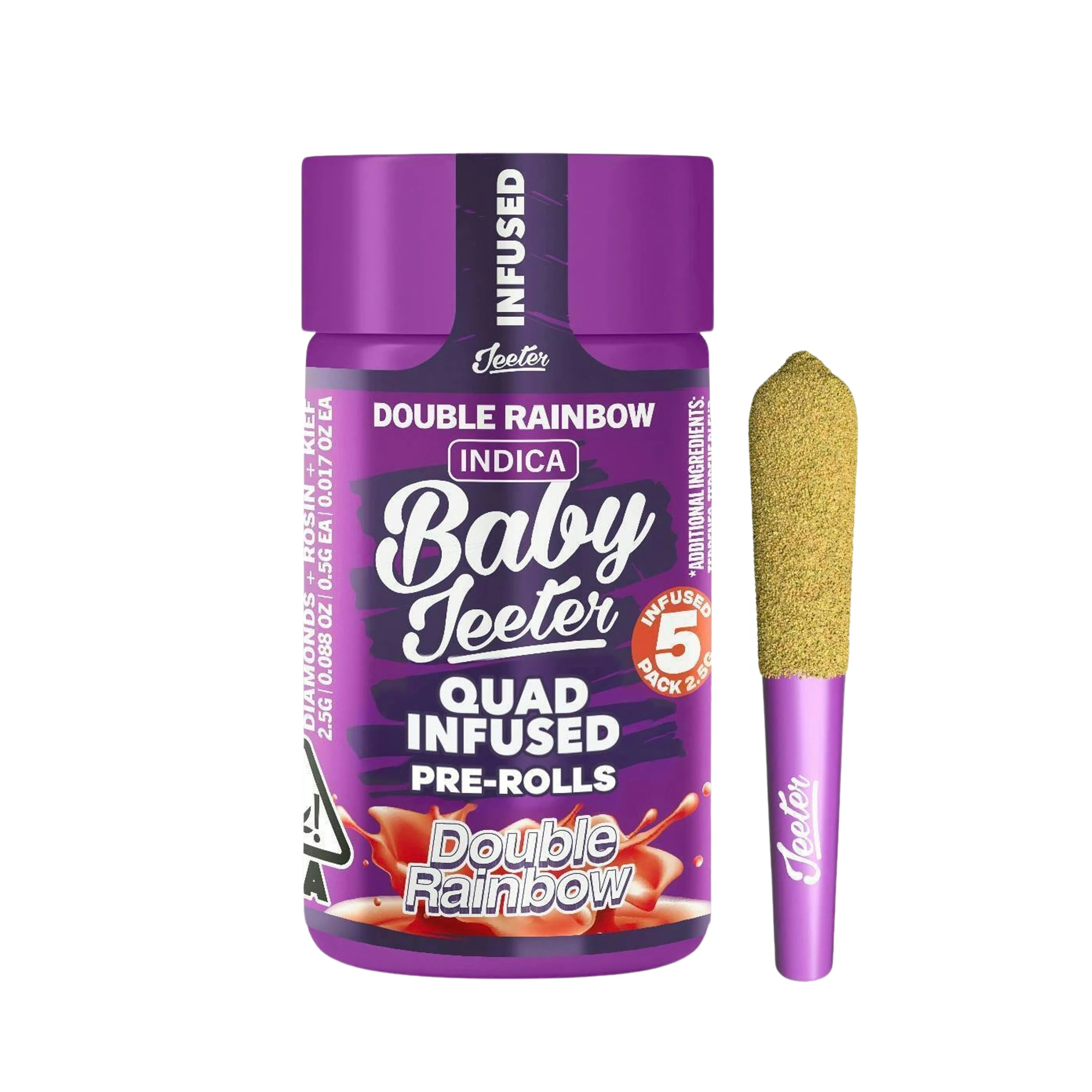 Jeeter - Jeeter Baby | Double Rainbow | Infused Pre-Roll Pack | [2.5g] 5pk | Indica Main Image