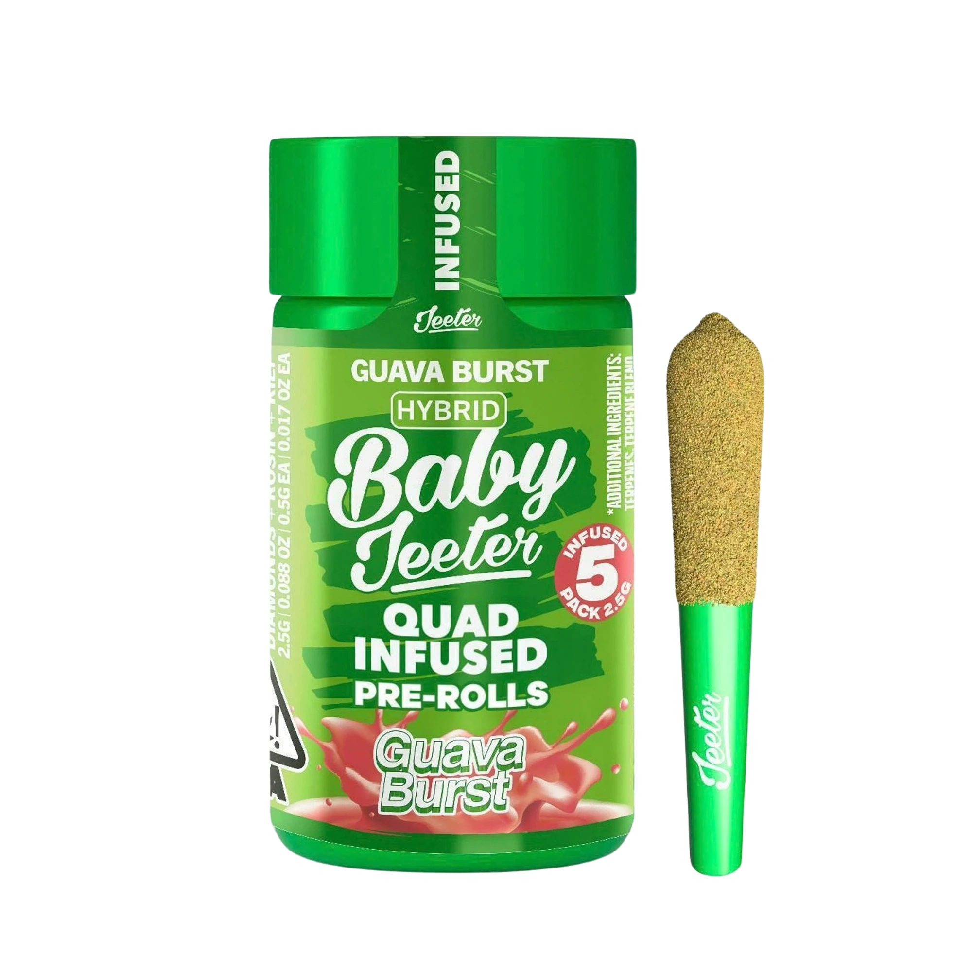 Jeeter - Jeeter Baby | Guava Burst | Infused Pre-Roll Pack | [2.5g] 5pk | Hybrid Main Image