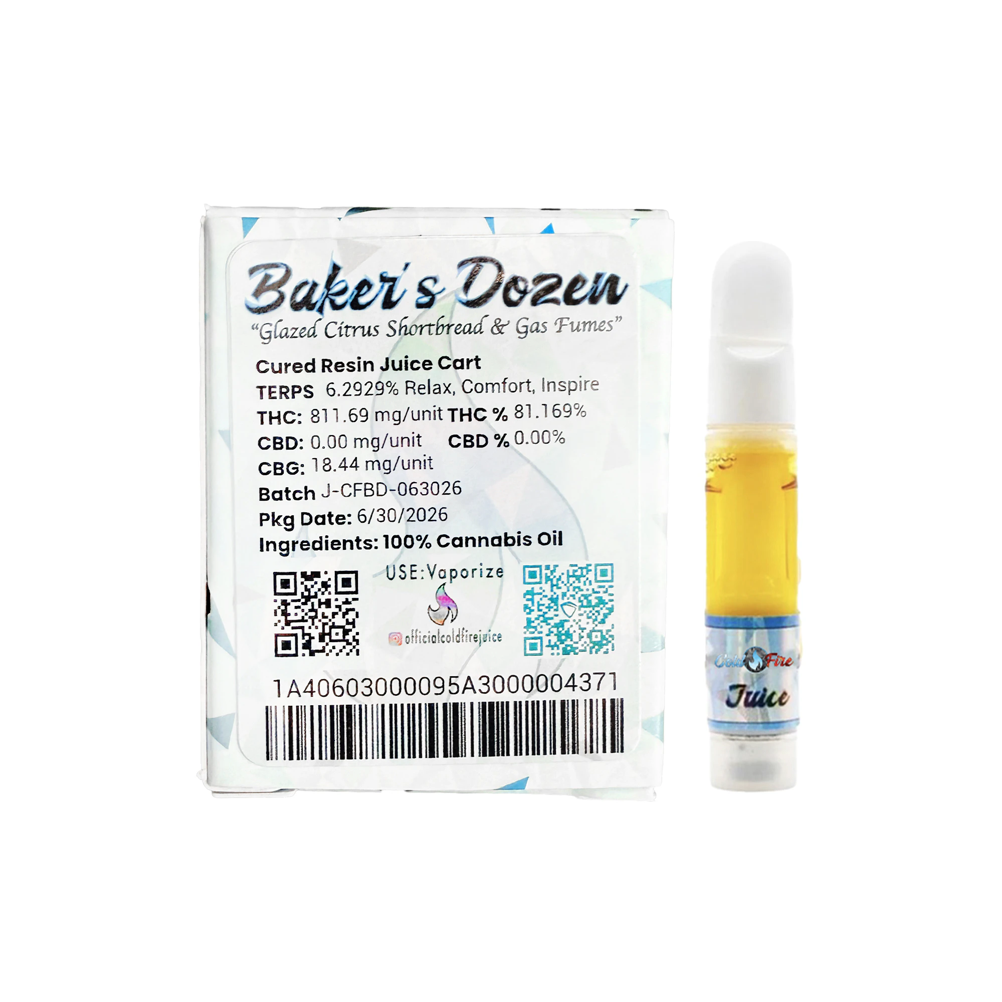 COLD FIRE - ColdFire Baker's Dozen Cured Resin Juice Cartridge 1.0g Main Image