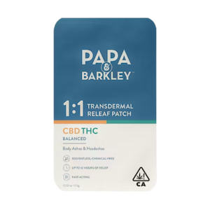 PAPA & BARKLEY - Balance 1:1 CBD:THC | Transdermal Releaf Patch | Papa & Barkley