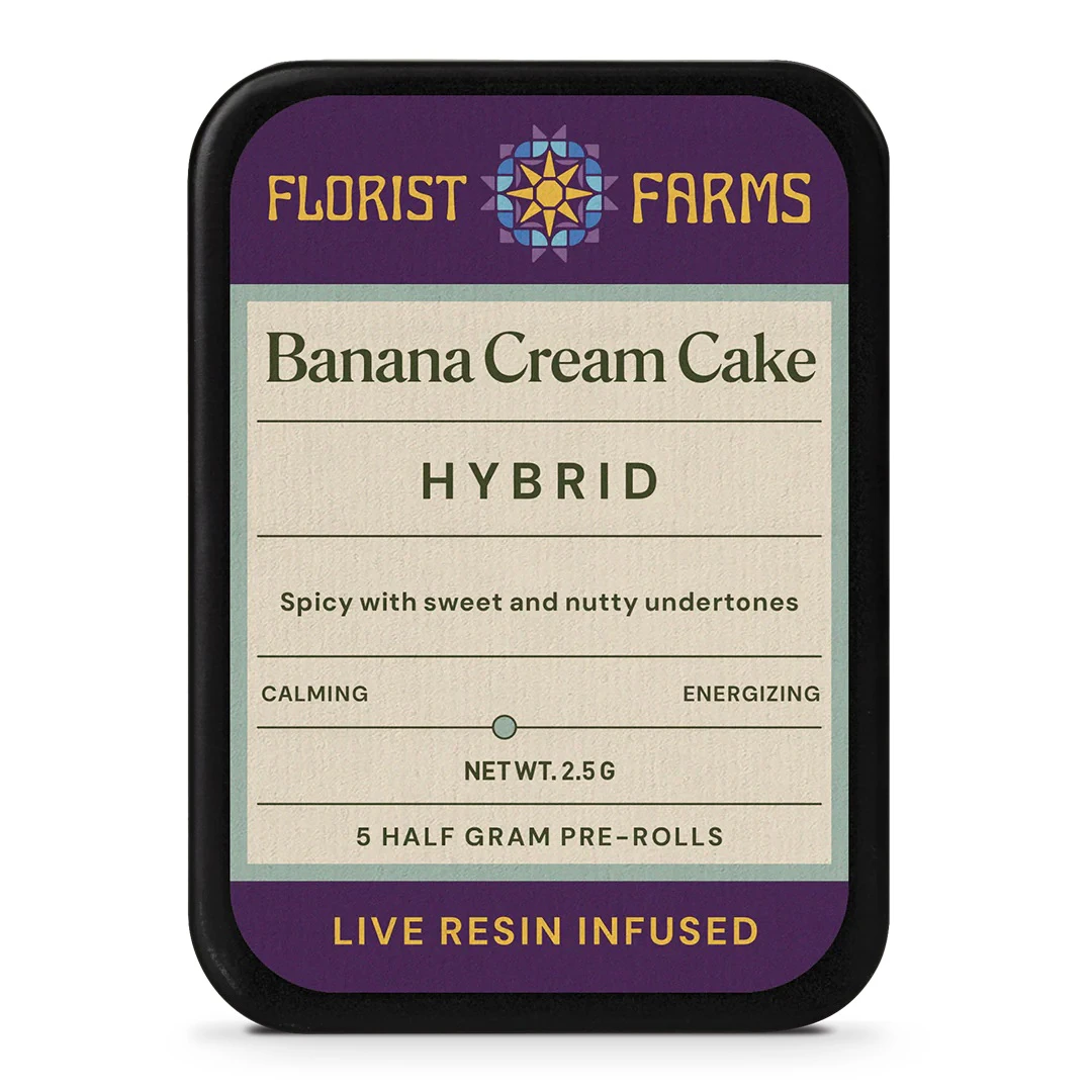 Florist Farms - Banana Cream Cake | Infused Pre-rolls | 0.5g 5-pack | Florist Farms Main Image