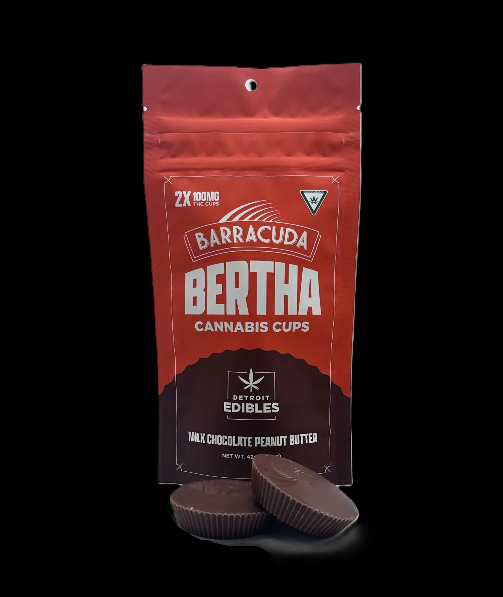 Detroit Edibles - Detroit Edibles - Barracuda Bertha Cups - Milk Chocolate Peanut Butter - 200mg THC Main Image