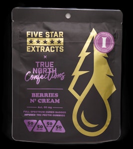 True North - Berries & Cream 4x50mg THC Full Spectrum Vegan Gummies