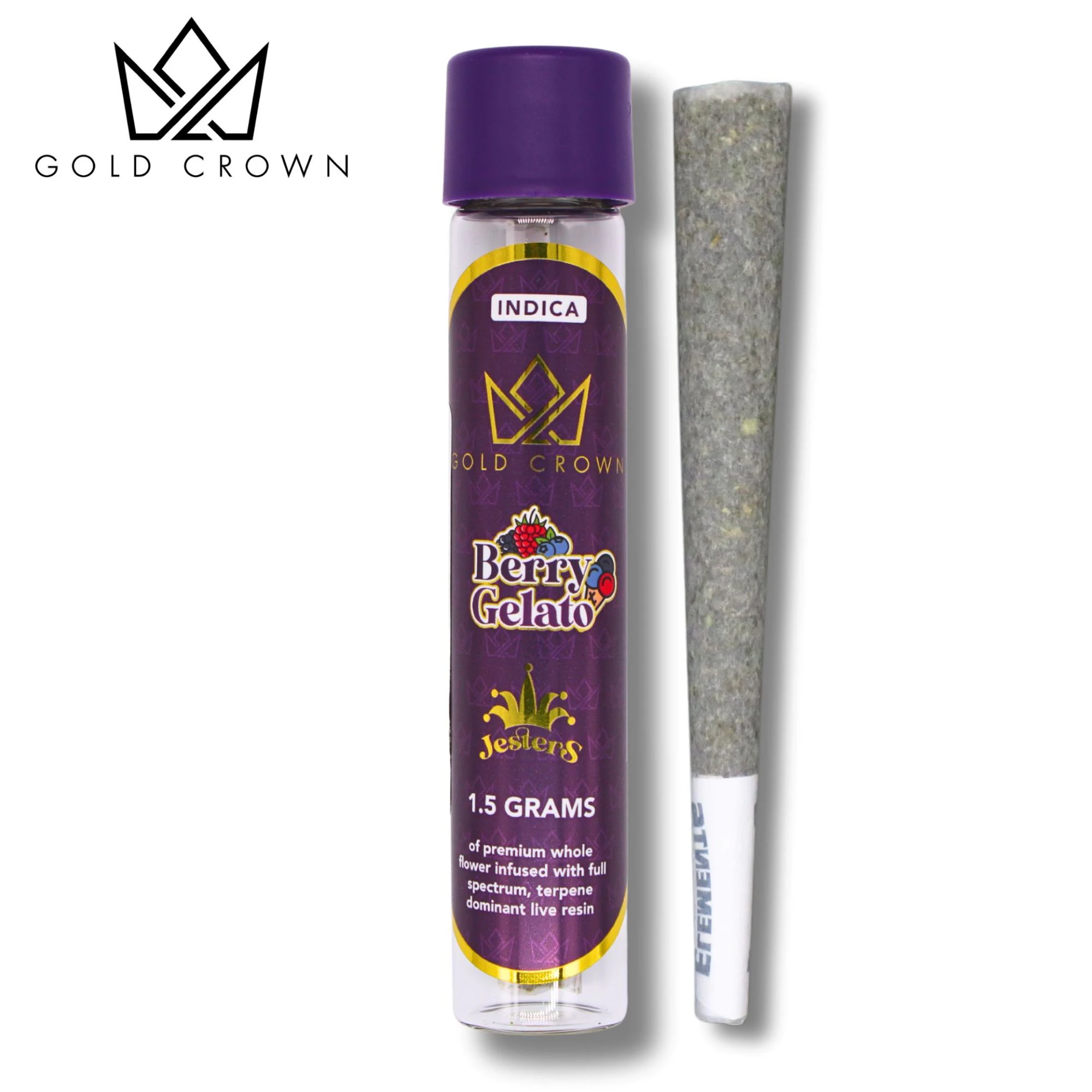 Gold Crown - Jesters - Berry Gelato (1.5g Live Resin Infused Pre Roll) Main Image