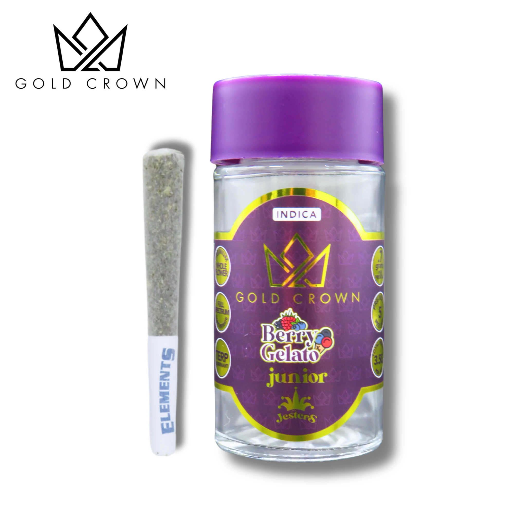 Gold Crown - Junior Jesters - Berry Gelato (0.7gX5pk Infused Pre-Rolls) Main Image