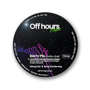 OFF HOURS - Off Hours - Blueberry Pie "Berry Pie" - Live Resin Rope - 100mg - Edibles