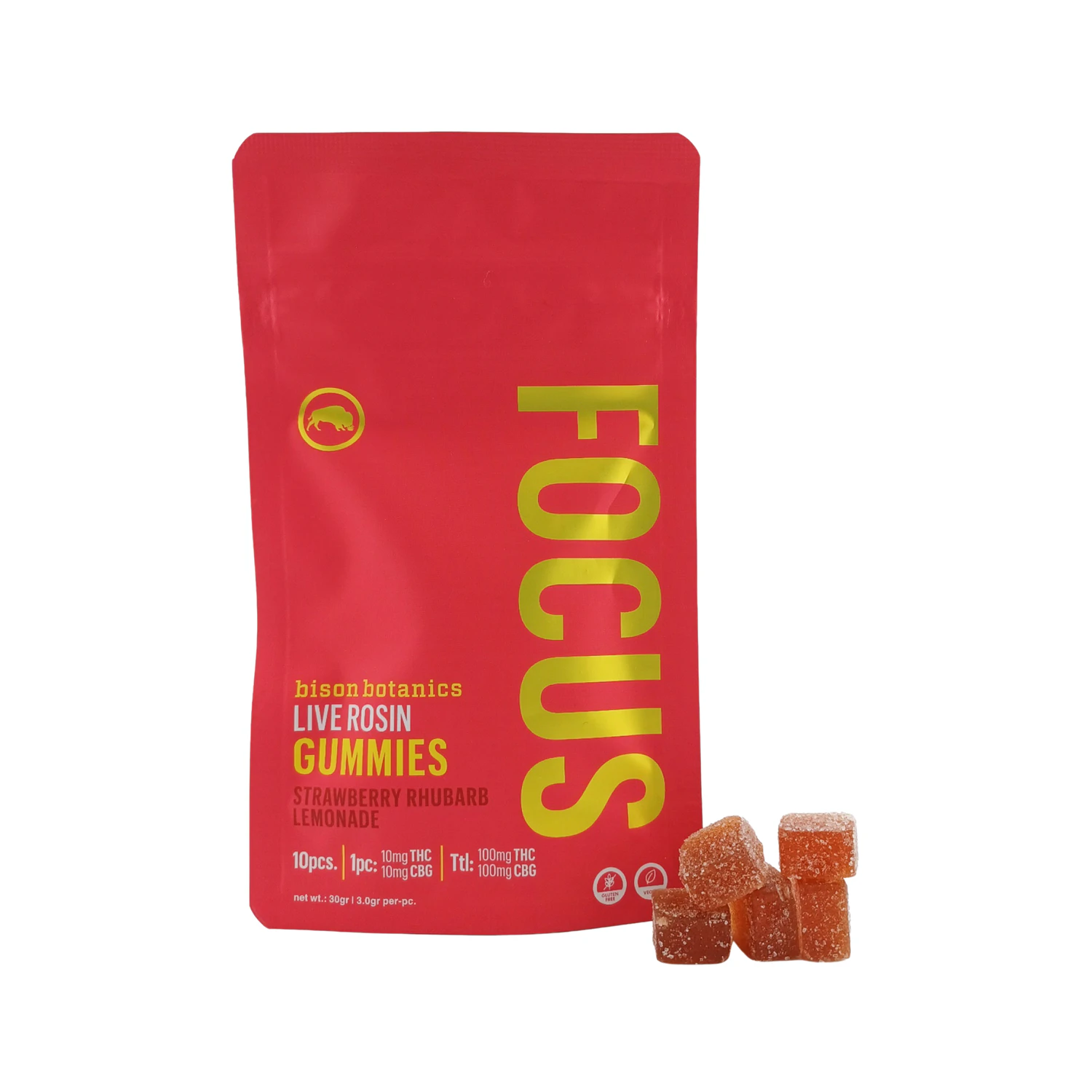 Bison Botanics - Bison Botanics - Focus - Rosin Gummy - 10 x 10mg THC + 10mg CBG Main Image