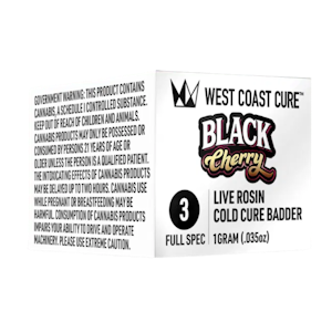 WEST COAST CURE - Black Cherry (I) | 1g Tier 3 Liver Rosin Cold Cure Badder | West Coast Cure