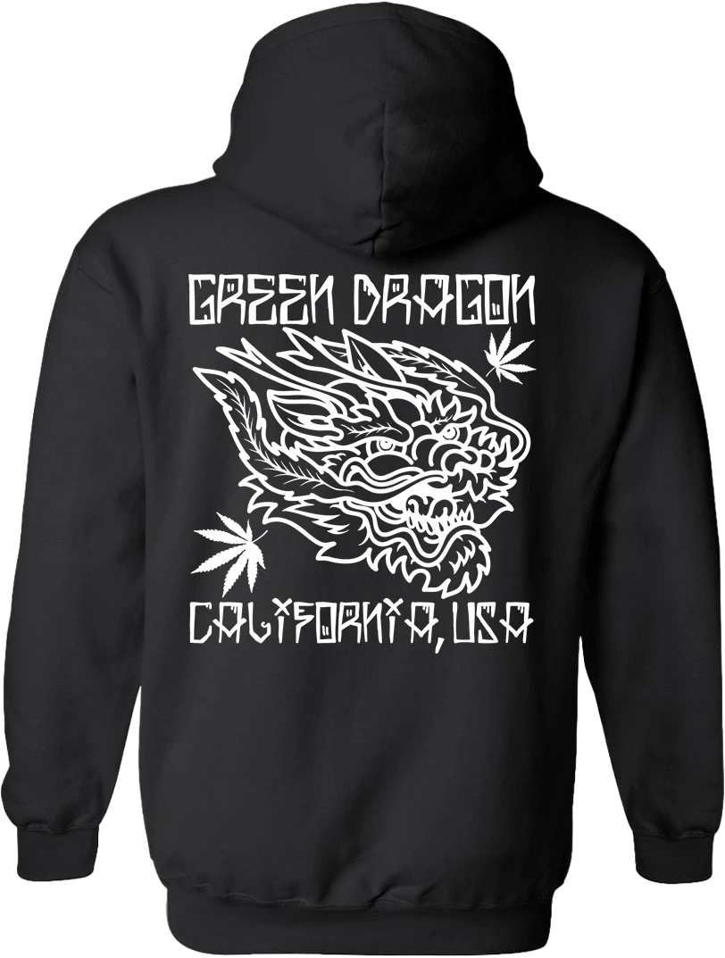 Green Dragon - (XL) CALIFORNIA Black Hoodie Main Image