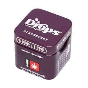 DROPS - Blackberry (GMO x Legend OG) (H) |  2pk 20mg CBD:10mg THC  Heavy 2:1 Live Rosin Jellies | Drops