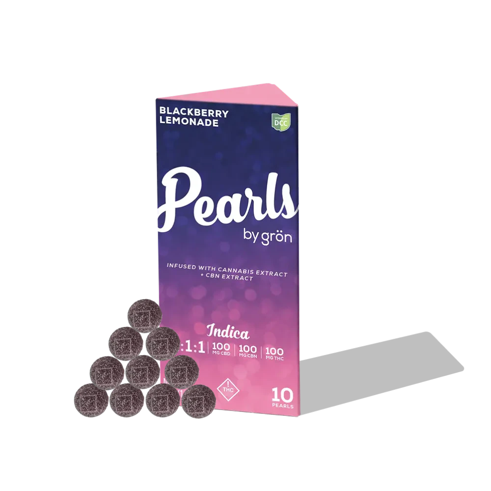 Pearls - Blackberry Lemonade (I) | 10pk 100mg 1:1:1 THC:CBD:CBN Gummies | Pearls Main Image