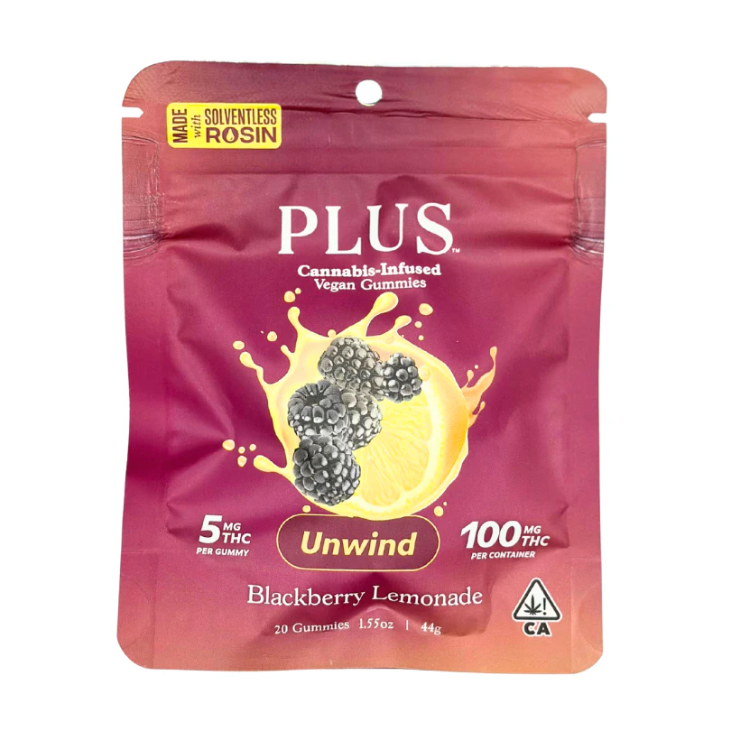 PLUS™️ Products - Plus - Unwind - Blackberry Lemonade - Gummies - 20pk - 100mg Main Image
