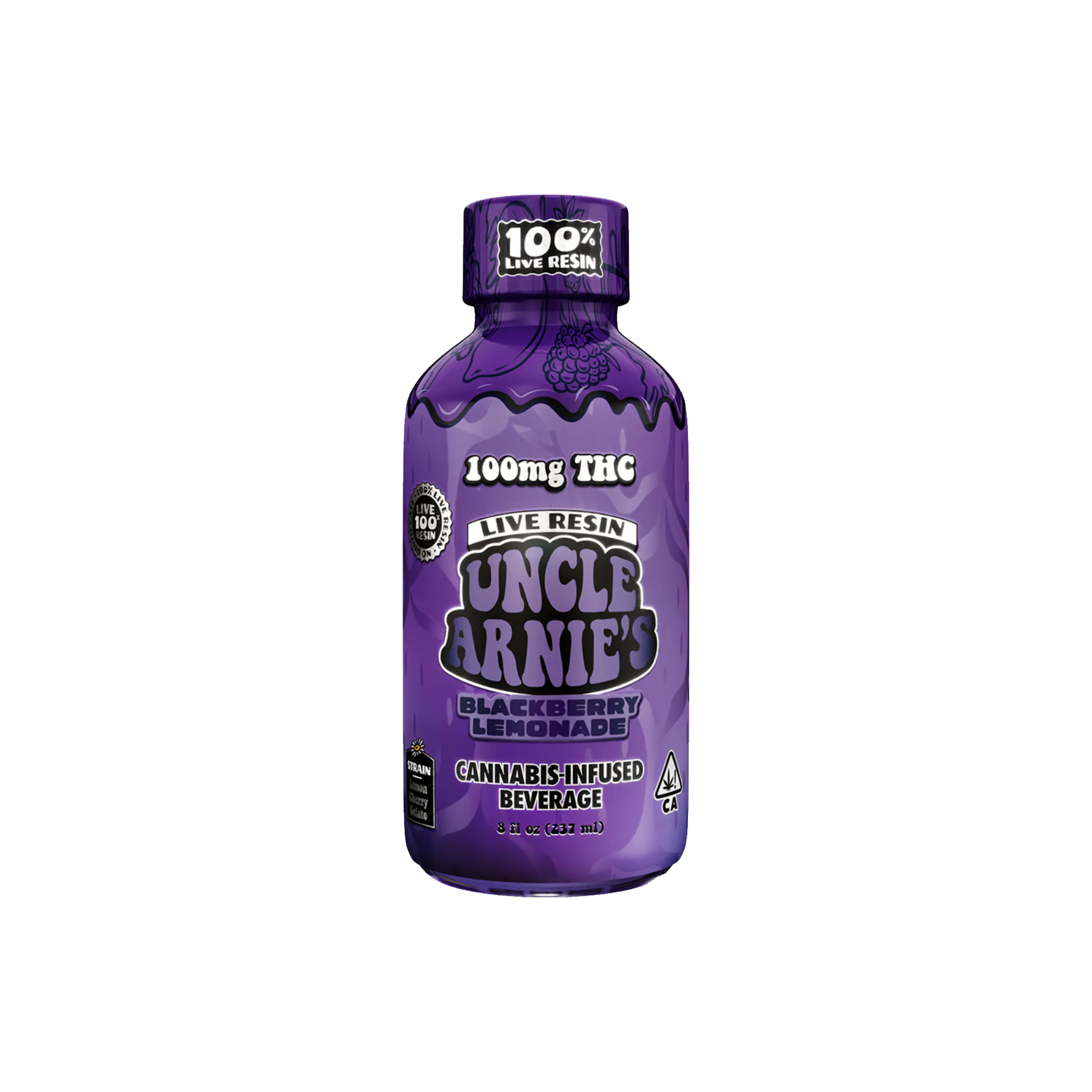 Uncle Arnie's Blackberry Lemonade Live Resin Infused Beverage 100mg 8oz