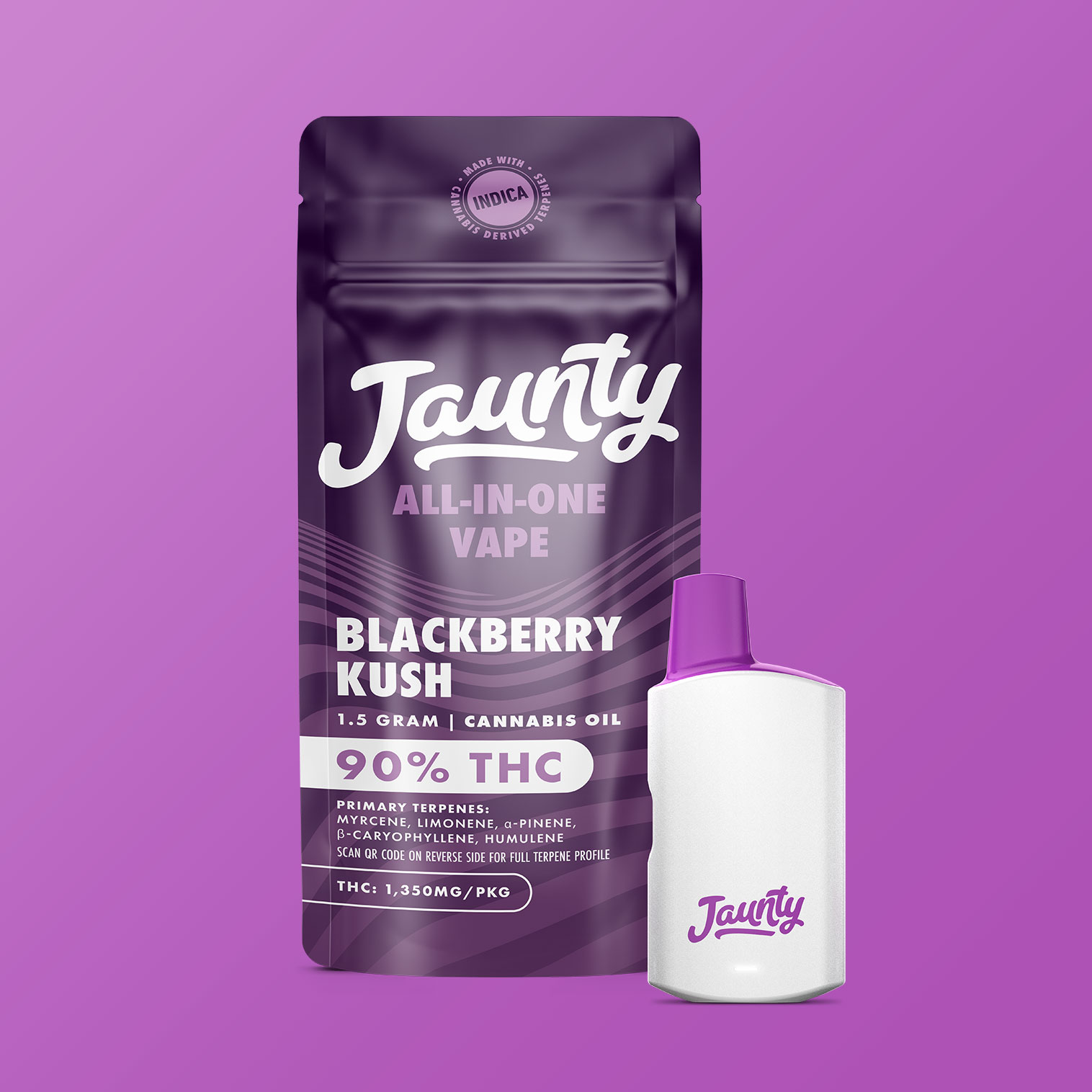 Blackberry Kush -Indica- 1.5g Cannabis Oil (All-In-One Palm (Vape Pen)  | Jaunty   -o1
