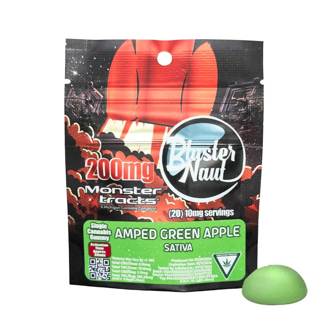Monster Xtracts - BLASTER NAUT - AMPED GREEN APPLE (1PC) ADULT USE Main Image