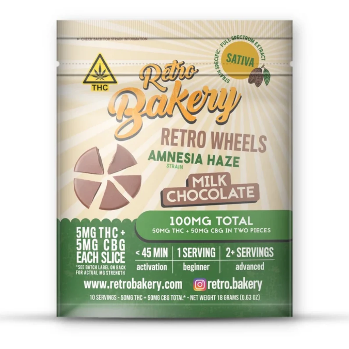 Retro - Retro Bakery | Amnesia Haze Milk Chocolate Retro Wheel | 25mg THC / 25mg CBG (2-Pack) Main Image