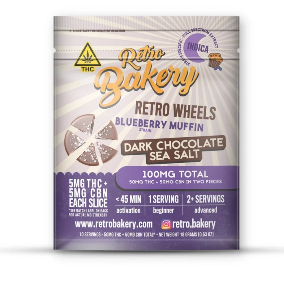 Retro - Retro Bakery | Blueberry Muffin Dark Chocolate Retro Wheel | 25mg THC / 25mg CBN (2-Pack) Main Image