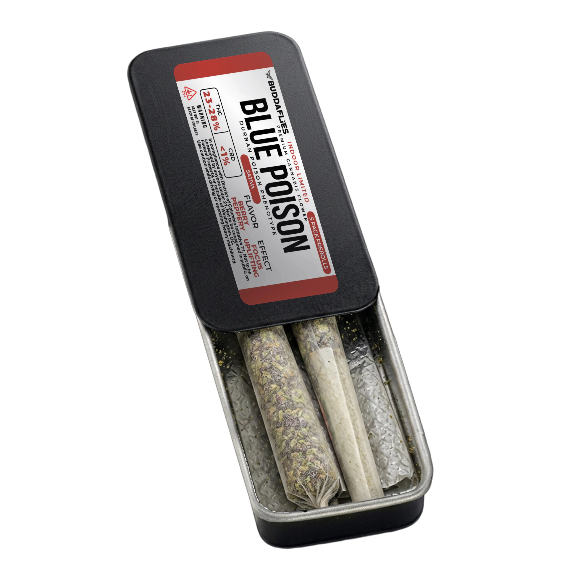 Buddaflies - Blue Poison | 5pk 0.5g Prerolls Main Image