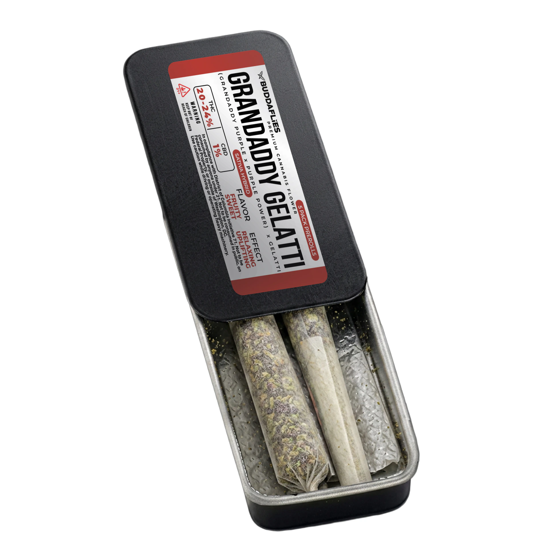 Buddaflies - Grandaddy Gelatti | 5pk 0.5g Prerolls Main Image