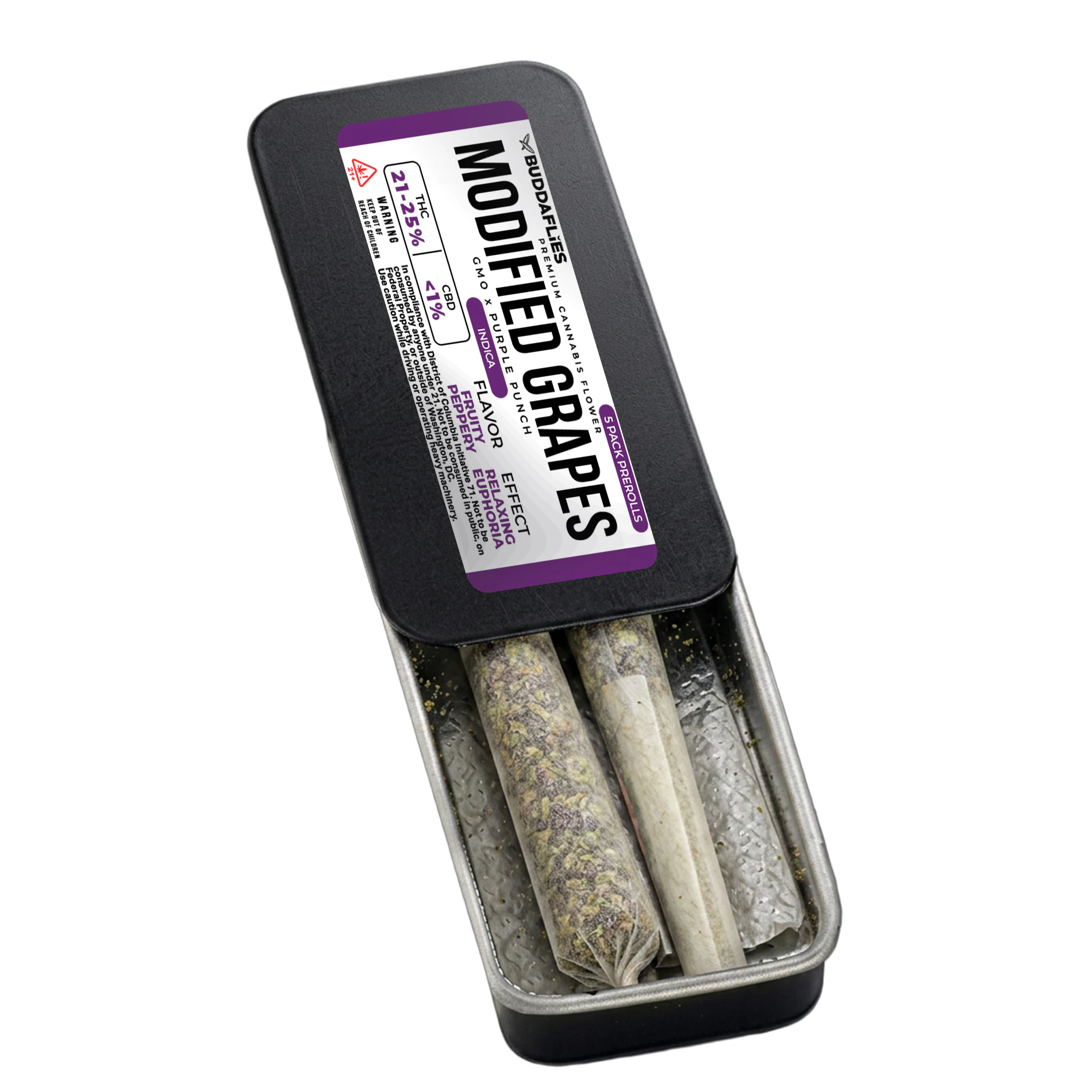 Buddaflies - Modified Grapes | 5pk 0.5g Prerolls Main Image