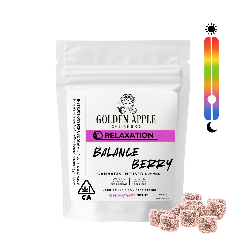 Golden Apple Cannabis Co. - Balance Berry 1:1 | 6mg THC | 6mg CBD | Indica| Gummies | 10 Count Main Image
