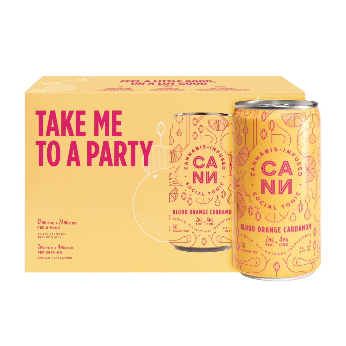 Blood Orange Cardamom | 6 pack 2mg THC / 4mg CBD | Cann Tonic Social