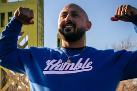(L) Blue "Humble" Pull Over Sweater