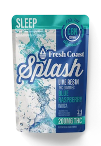 Fresh Coast - Blue Raspberry | Splash Live Resin Gummies | Indica | 200mg THC : 100mg CBN