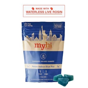 MyHi - Relax Blue Raz |  Live Rosin Gummies | 100mg/10 Pieces