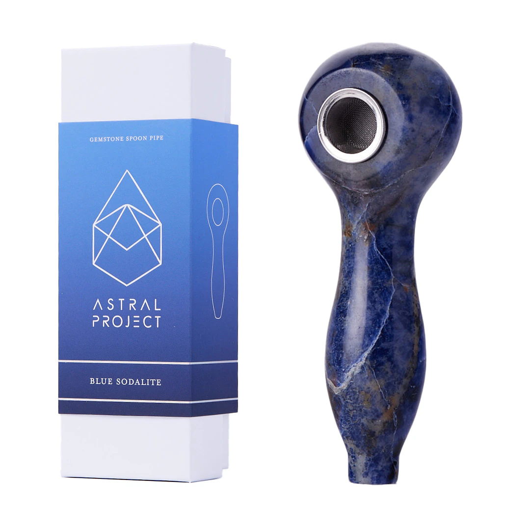 ASTRAL PROJECT - BLUE SODALITE GEMSTONE SPOON PIPE - ASTRAL PROJECT Main Image