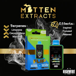 Mitten Extracts FLIP Blue Razz Jolli Popz X Sour Apple Jolli Popz Disposable Vape 2G