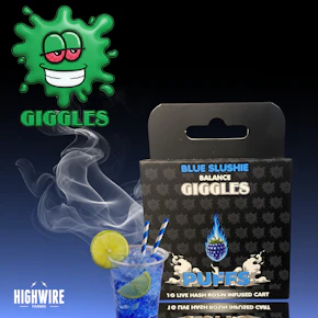 Giggles Puffs Hash Rosin Infused Cart Blue Slushie 1g