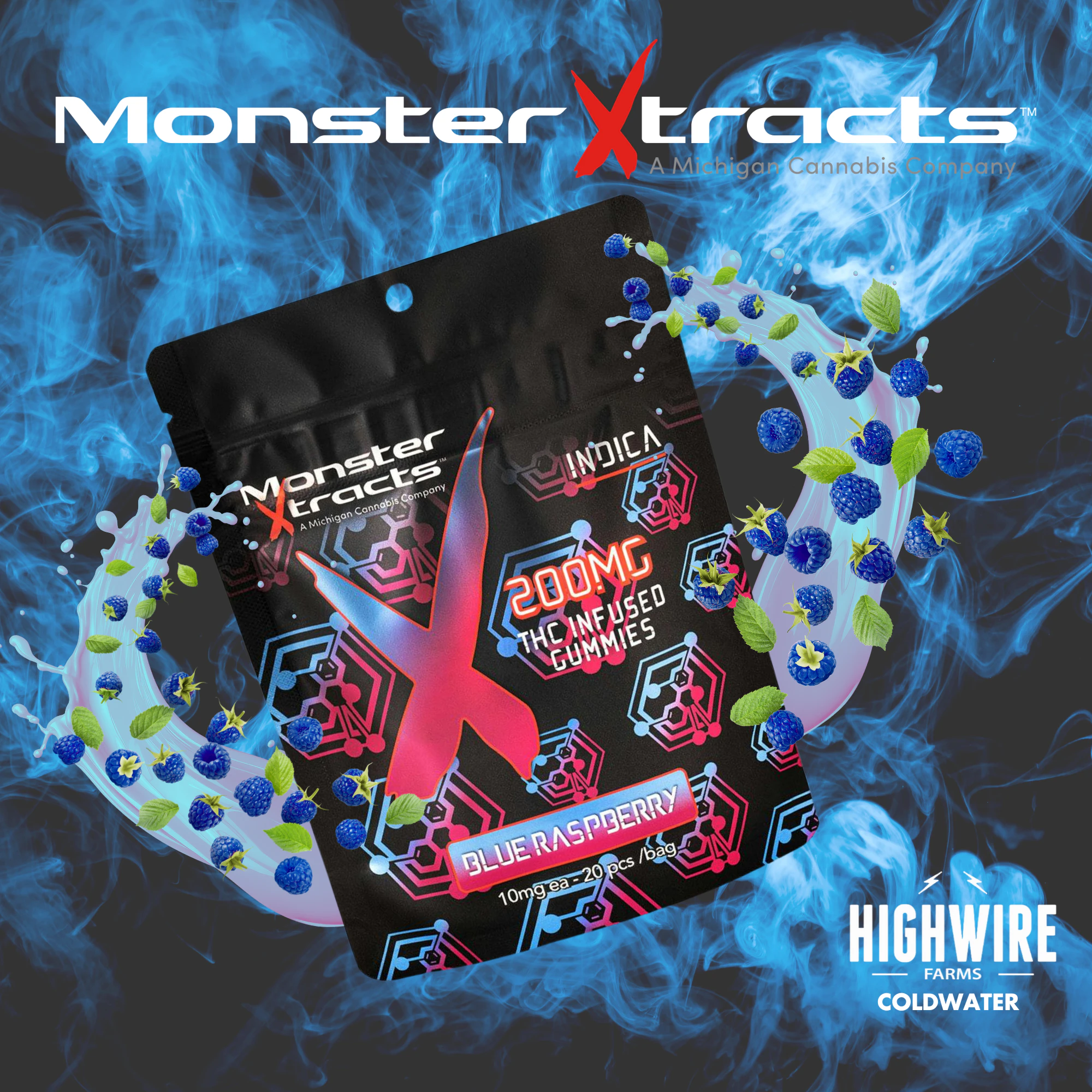 Monster Xtracts - Monster Gummies Blue Raspberry 200mg (Indica)  Main Image