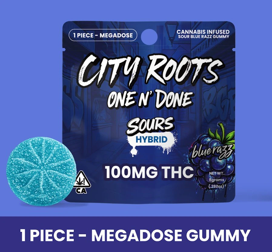 CITY ROOTS - CITY ROOTS: Sour Blue Razz Gummy Puck 1 Piece/100mg (H) Main Image