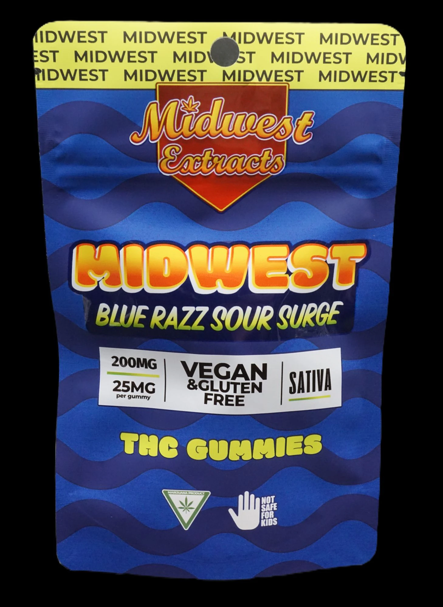Midwest Extracts - Midwest Extracts Blue Razz Sour Surge 200mg Gummy 8pk EXP:03/18/27 Main Image