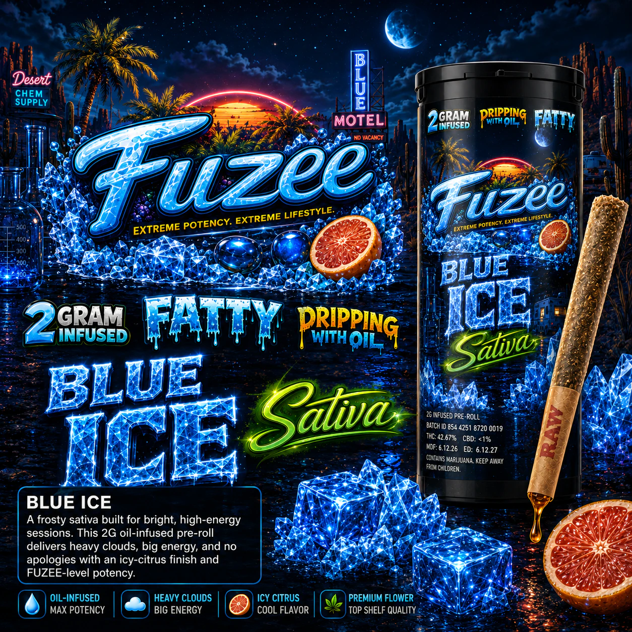 All Ways Aeroponics - FUZEES | 2 Gram Infused Pre-Roll | BLUE ICE (S) Main Image