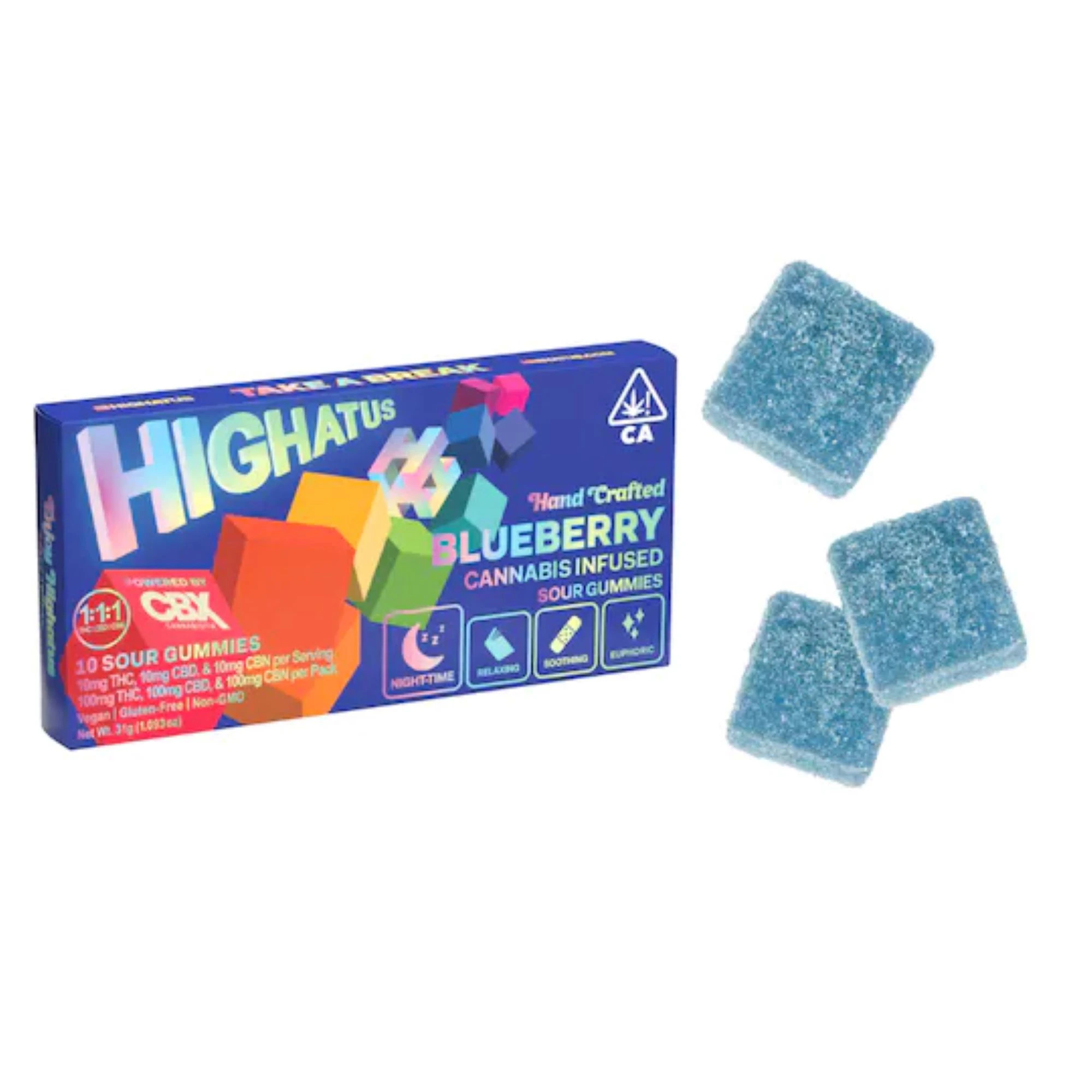 Highatus - Highatus | Blueberry Gummies | 100mg THC / 100mg CBD / 100mgCBN (10pk) |Hybrid Main Image