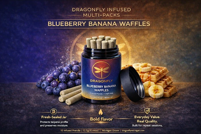 Dragonfly - Blueberry Banana Waffles | Infused Pre-rolls | 1.25g 10-pack | Dragonfly Main Image