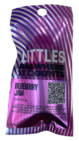 Littles - Blueberry Jam  -Indica- 1ml Live Resin Rechargeable Disposable (Vape Pen) | Littles        -e11 middle 1