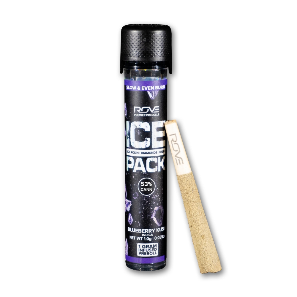 Rove | Blueberry Kush | Ice Pack Rosin, Diamond, Hash Infused - Preroll | 1.0g