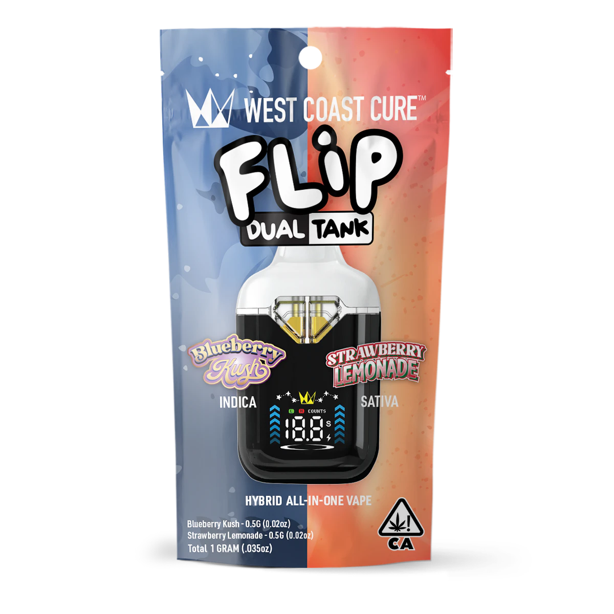 West Coast Cure - Blueberry Kush x Strawberry Lemonade (H) | 1g Flip All-In-One CUREbar | West Coast Cure Main Image