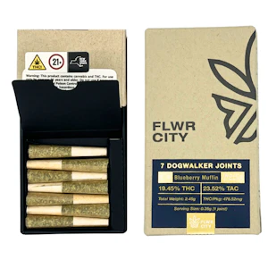 FLOWER CITY - Flwr City - Blueberry Muffin - 19.45% THC - 7pk Dog Walkers Joints (.35g) -Pre-roll