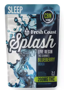 Fresh Coast - Blueberry | Splash Live Resin Gummies | Indica | 200mg THC : 100mg CBN