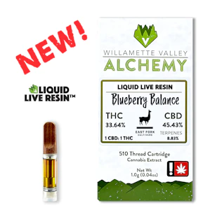 WILLAMETTE VALLEY ALCHEMY - Blueberry Balance, 1:1 THC:CBD, Liquid Live Resin, 1g