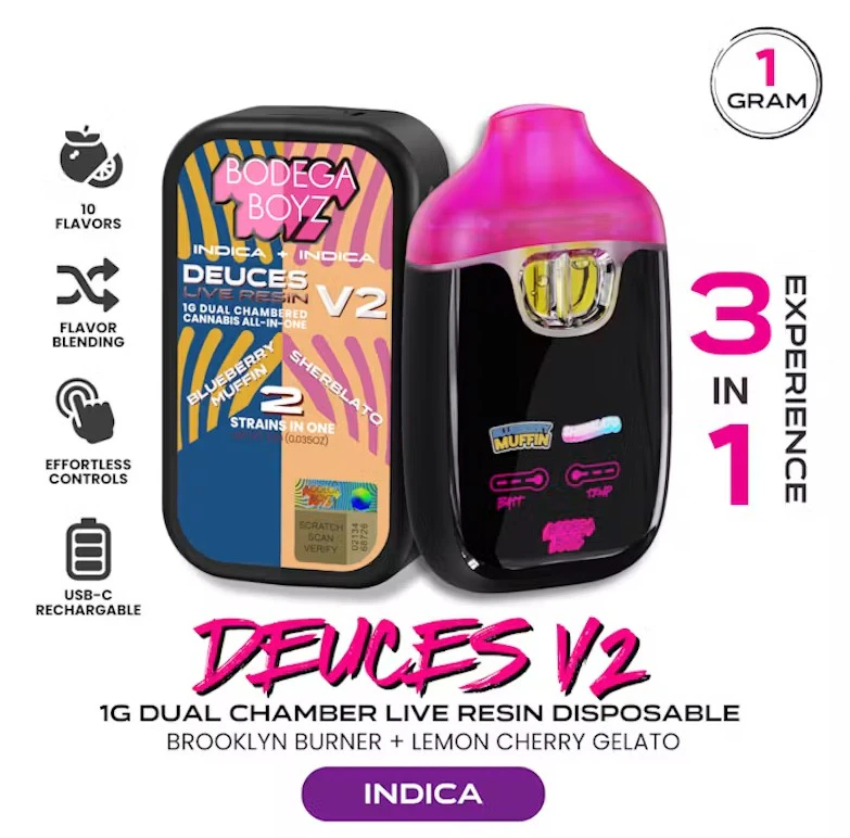 Bodega Boyz - Bodega Boyz Blueberry Muffin x Sherblato Live Resin Dual Chamber Vape 1g Main Image